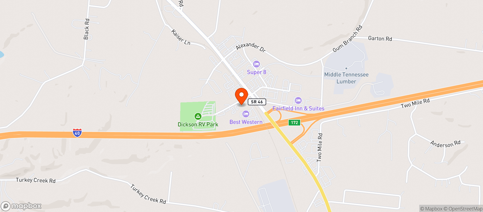Map showing Dickson Spirits