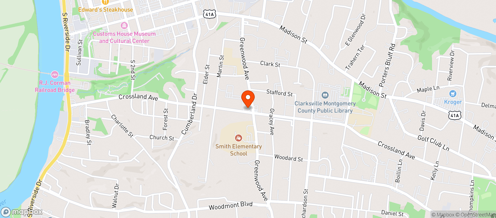 Map showing Crossland Wine & Spirits