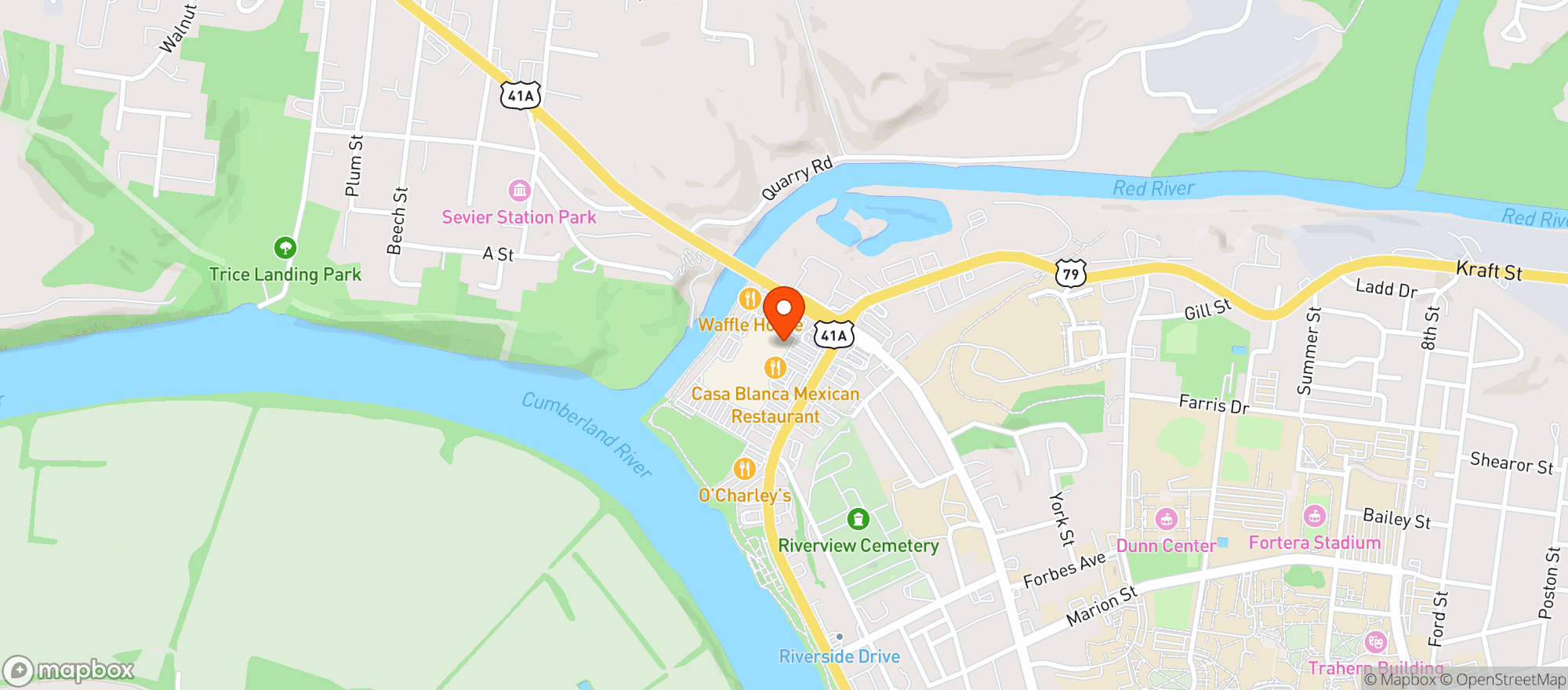 Map showing Hooters