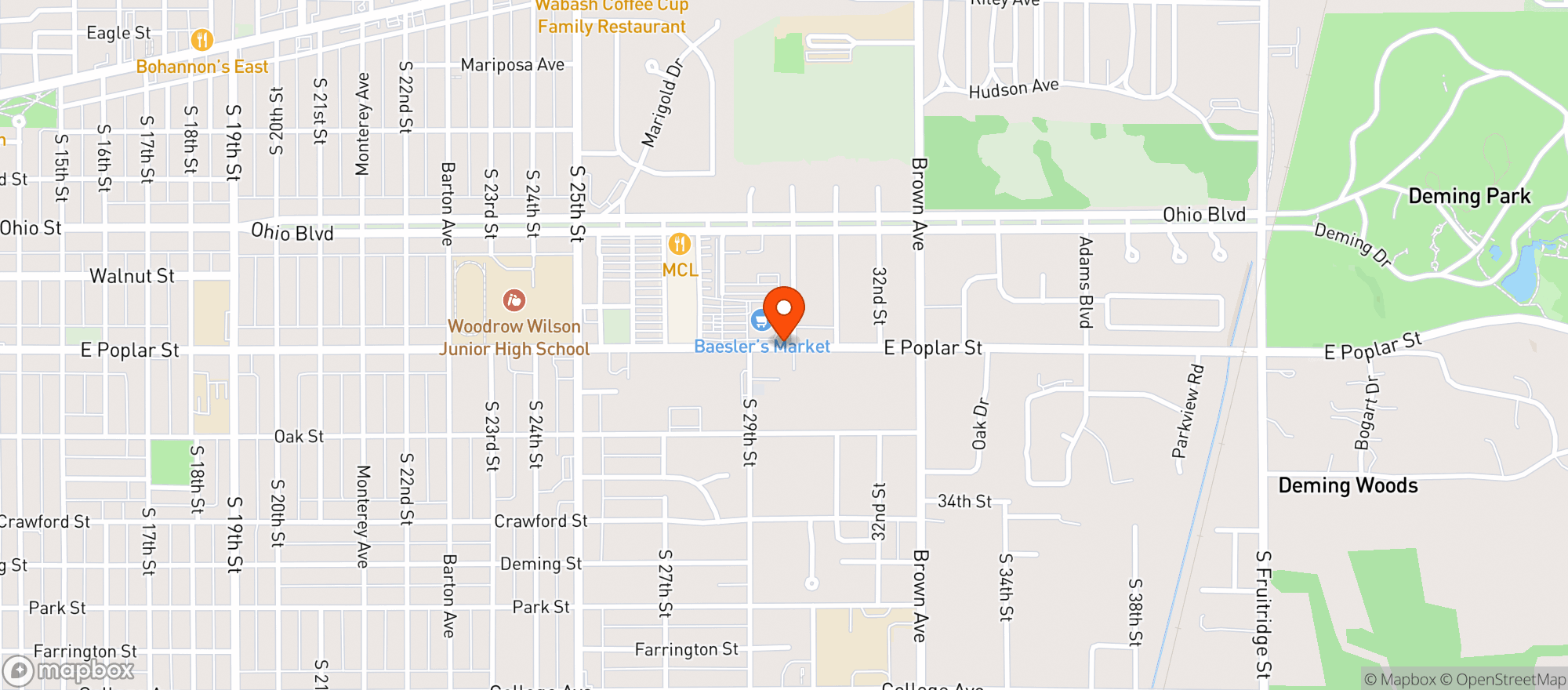 Map showing BAESLERS MARKET