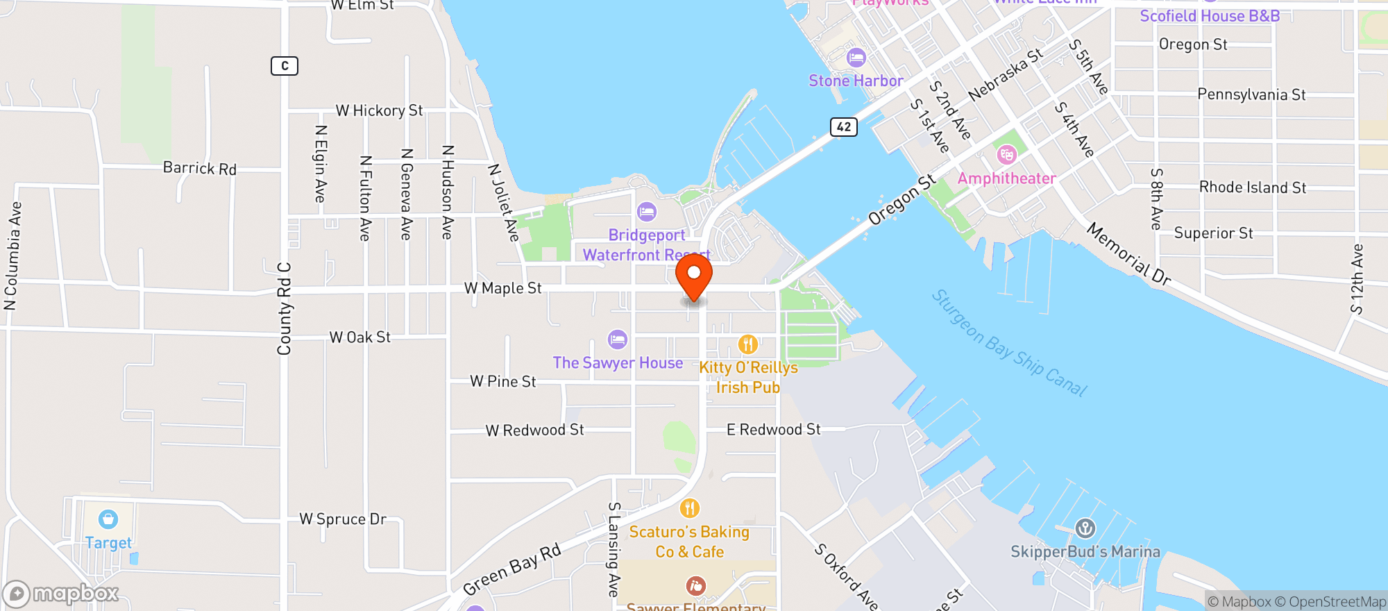 Map showing Door County Olive Oil Company