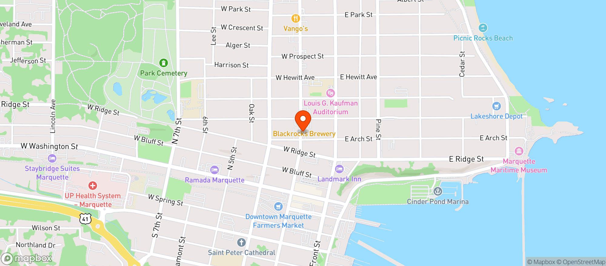 Map showing Blue Link Party Store