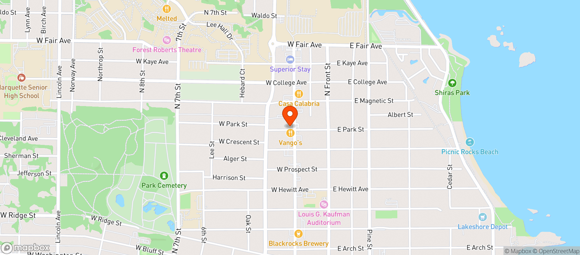 Map showing White's Party Store