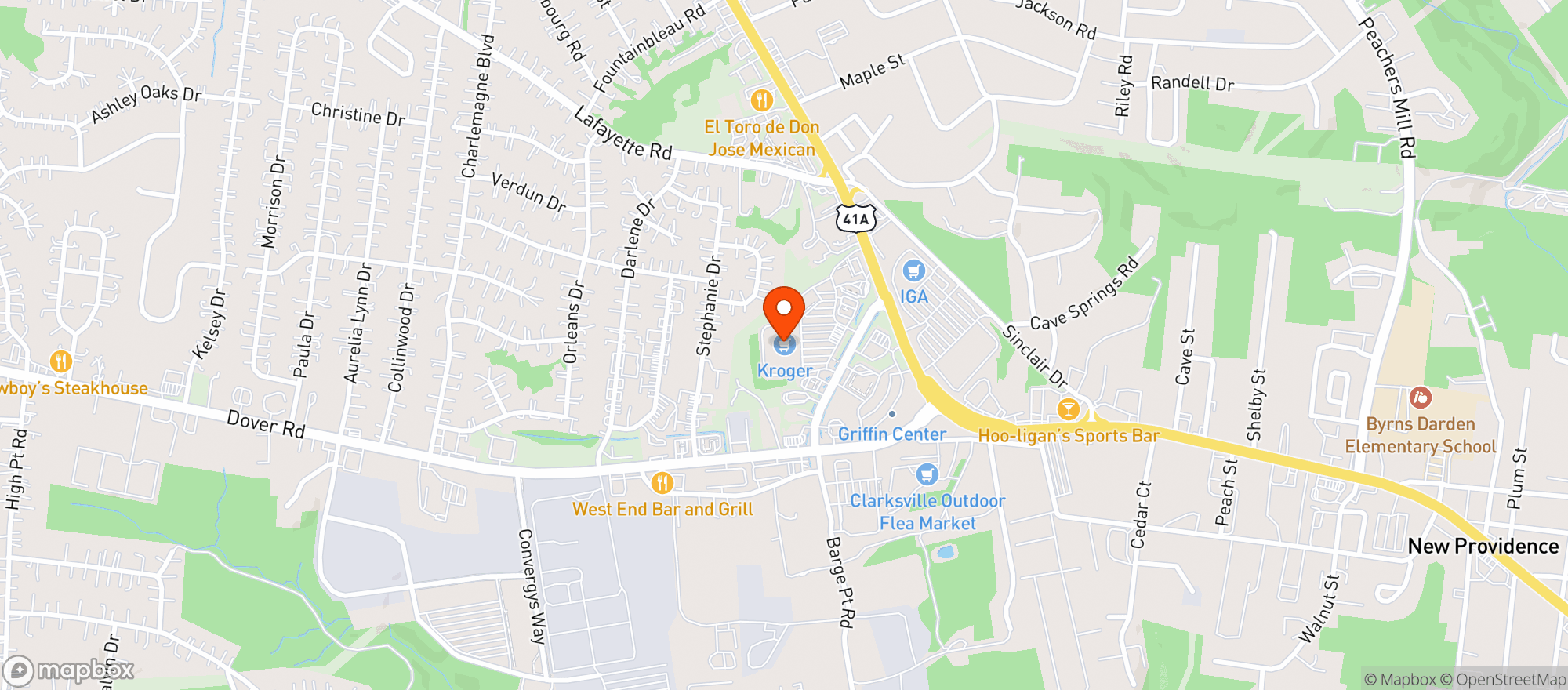 Map showing Kroger