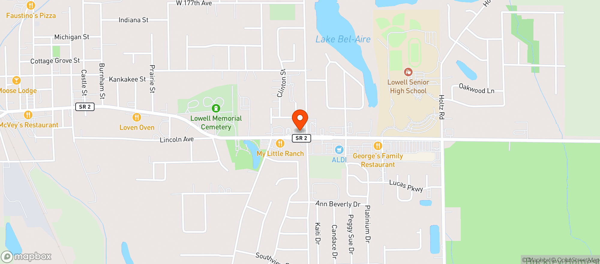 Map showing Speedway 43844