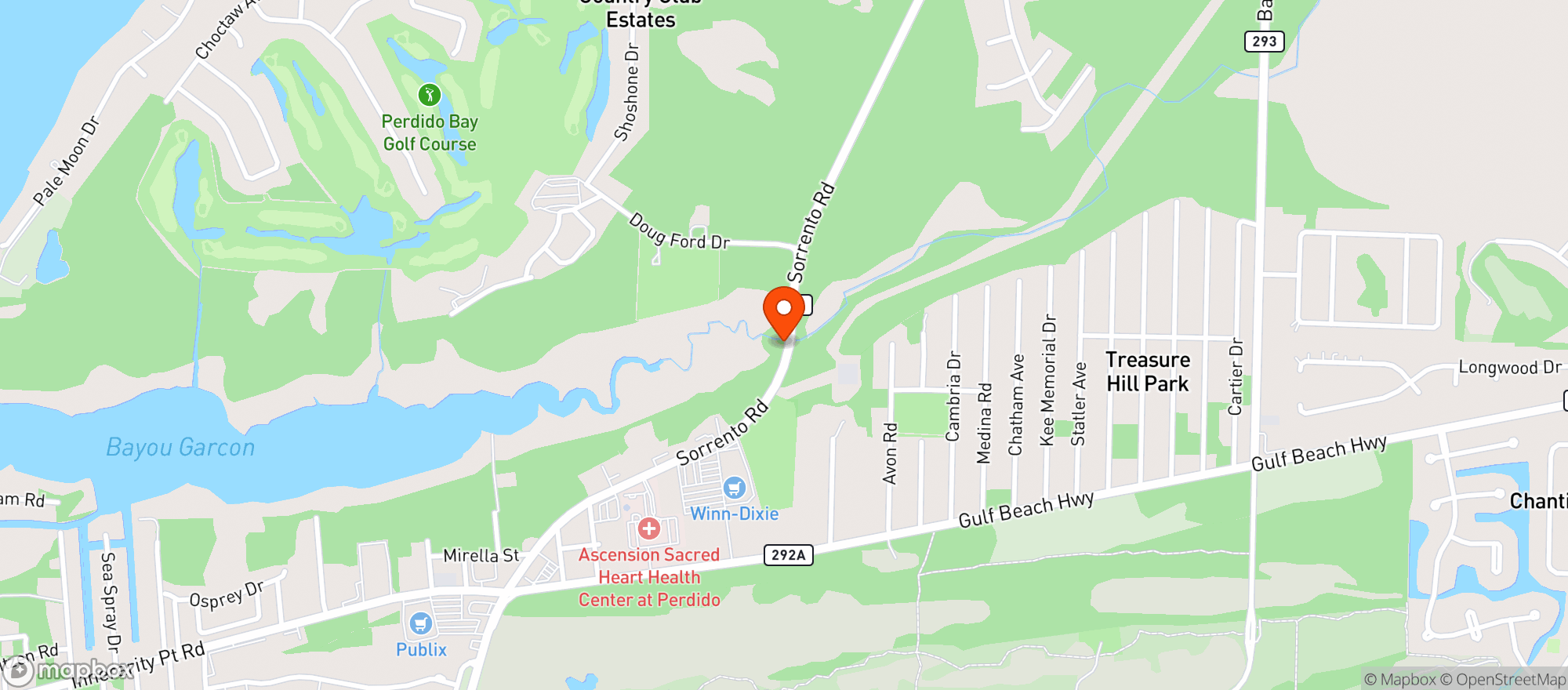 Map showing CIRCLE K (13397 SORRENTO RD)