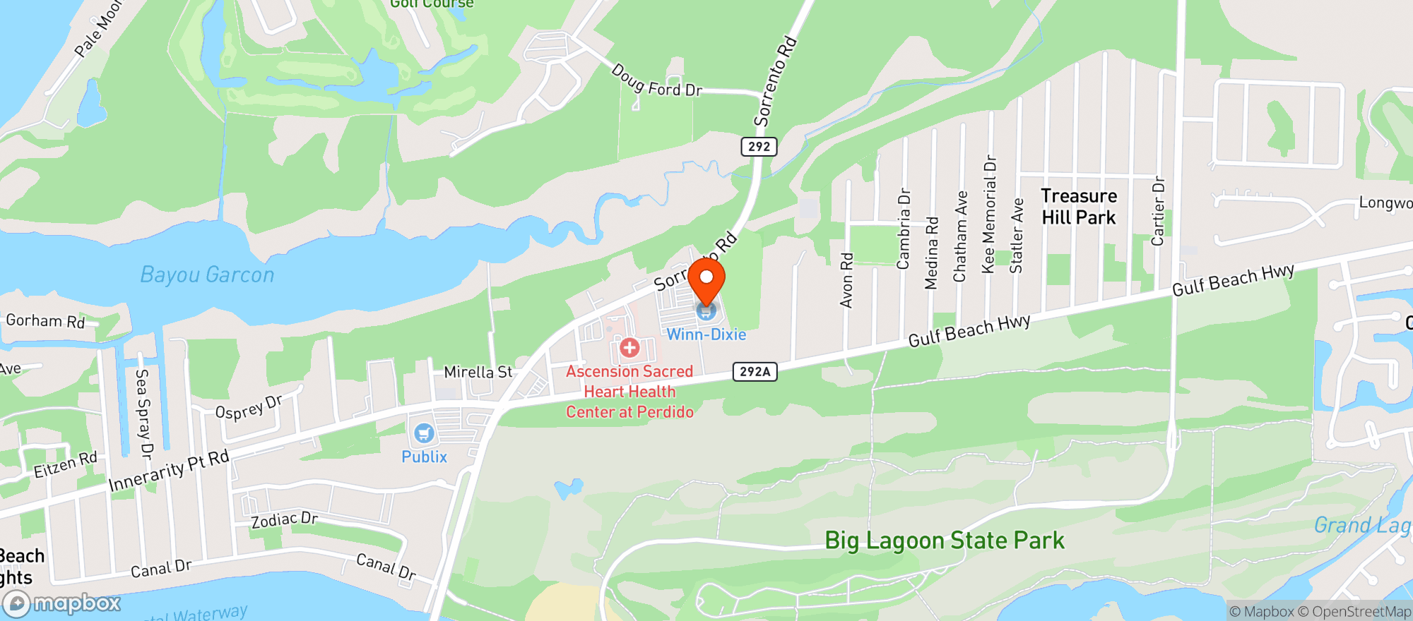 Map showing WINN-DIXIE (PARK PLAZA)