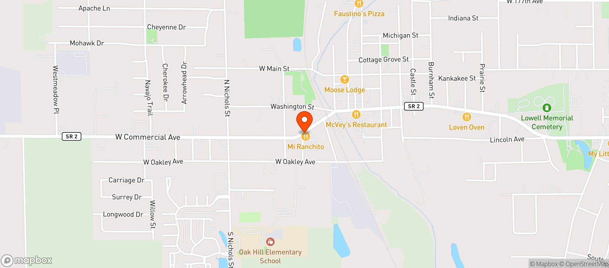 Map showing Mi Ranchito