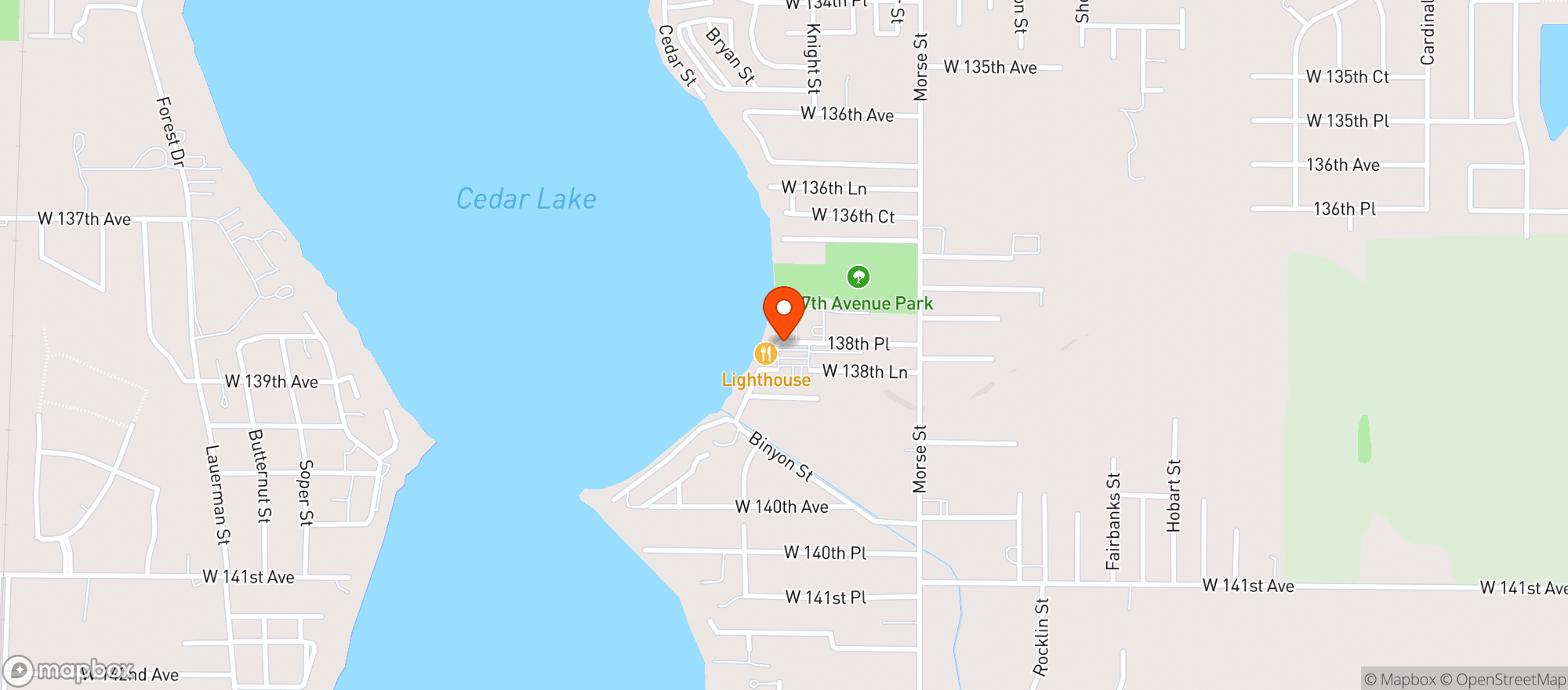 Map showing Lighthouse Restaurant