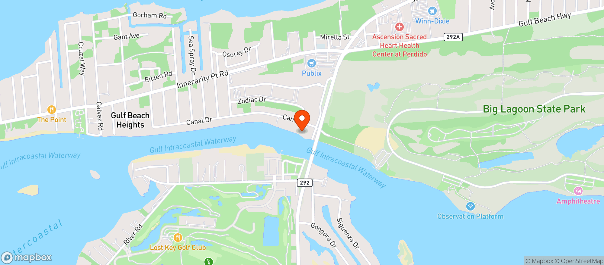 Map showing Bushwackers Landing