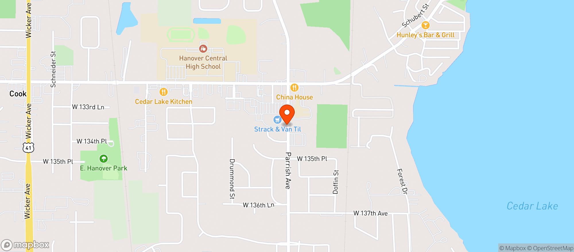 Map showing STRACK & VAN TIL FOOD MARKET