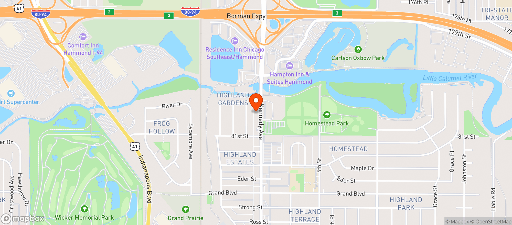 Map showing Fast Lane Foods