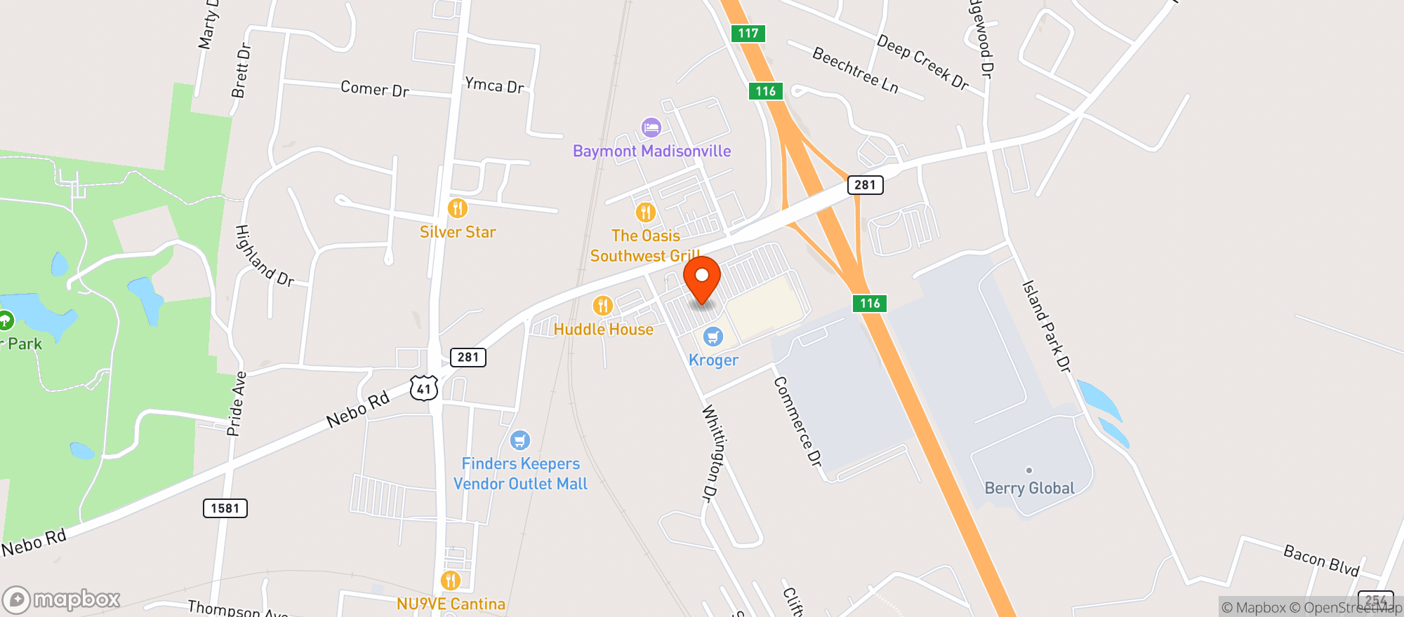 Map showing Kroger