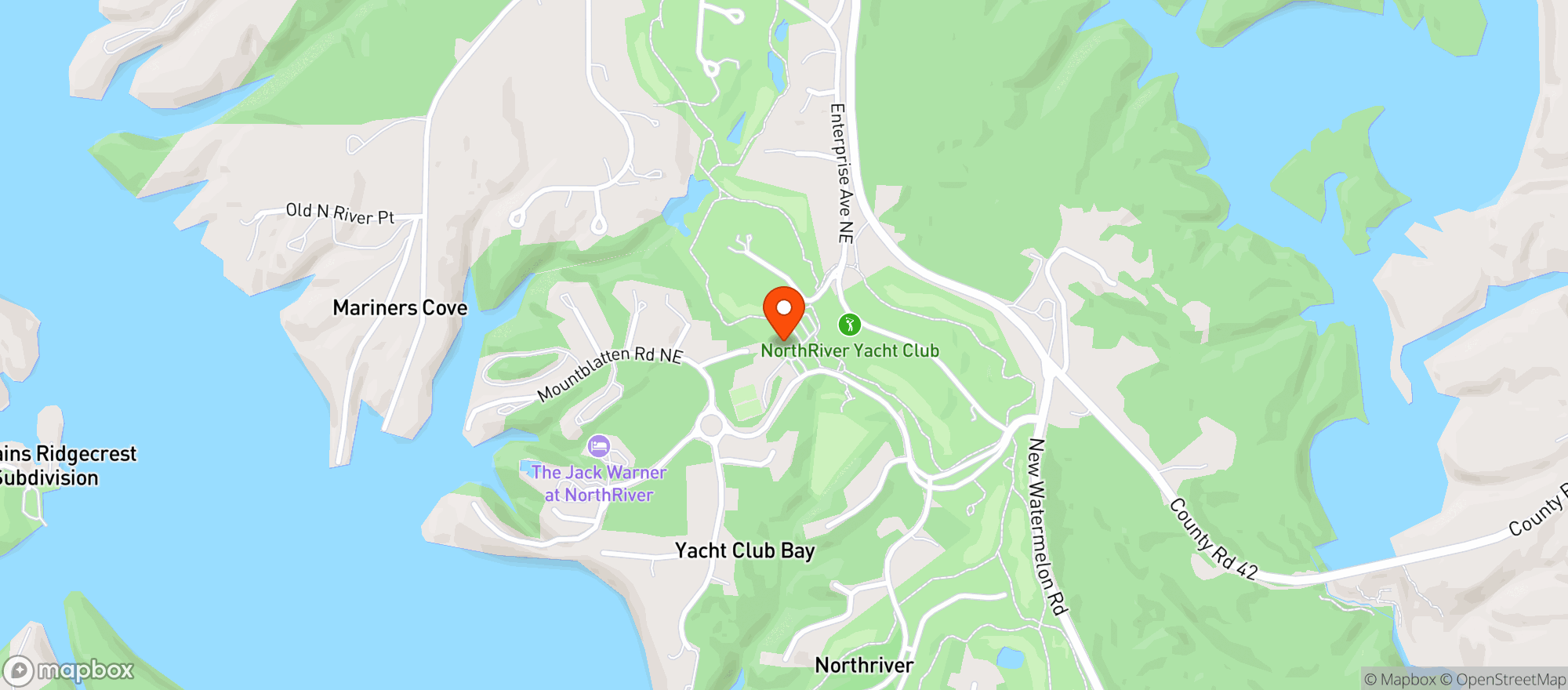 Map showing North River Yacht Club