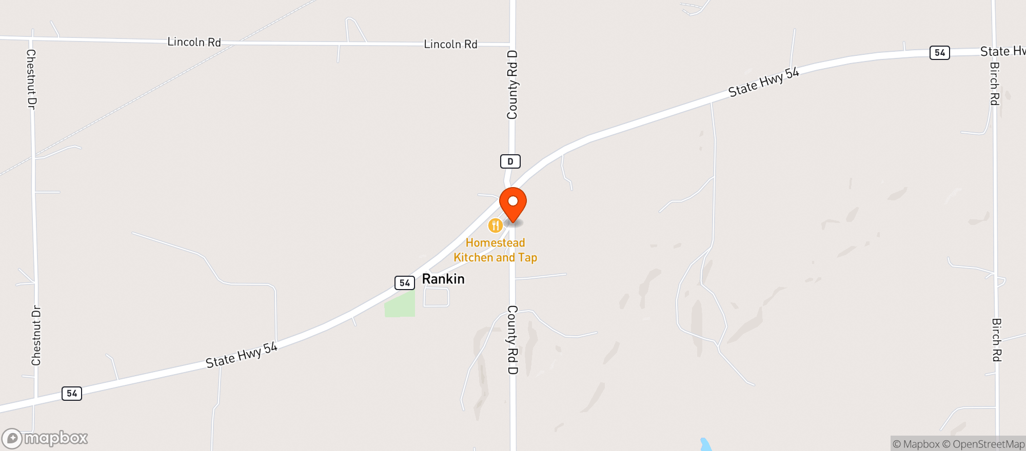 Map showing Homestead Kitchen & Tap