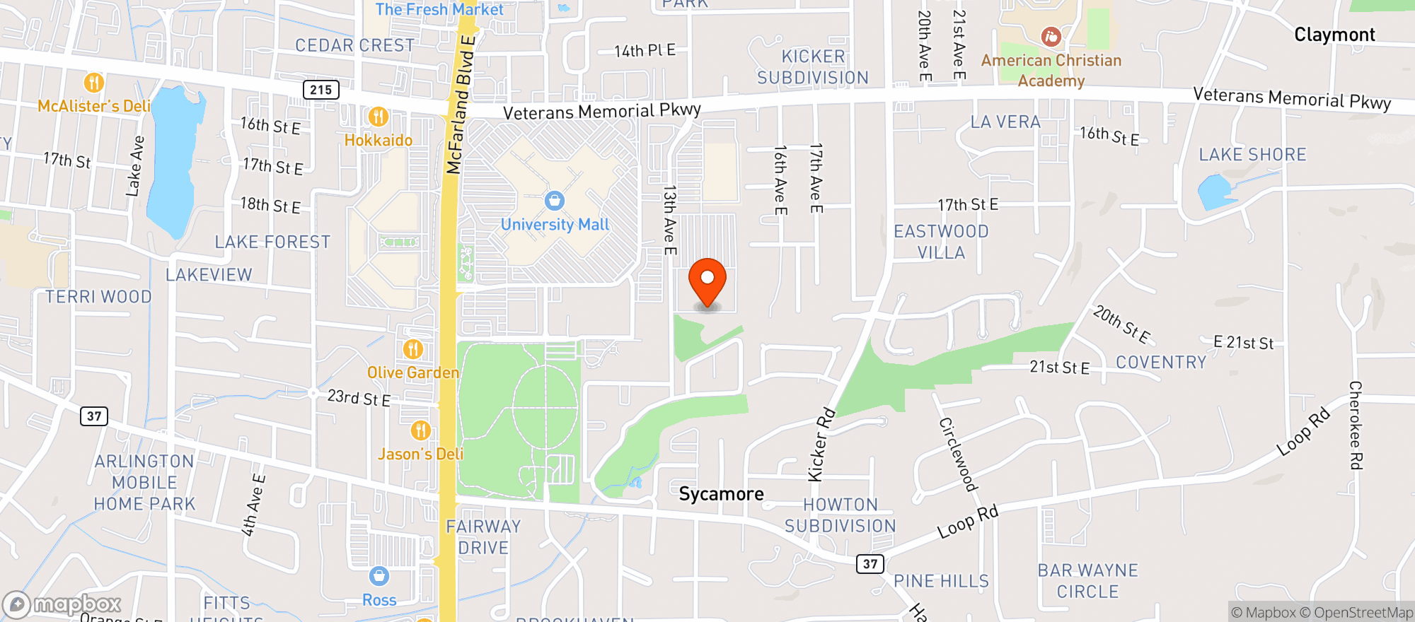 Map showing TARGET - TUSCALOOSA