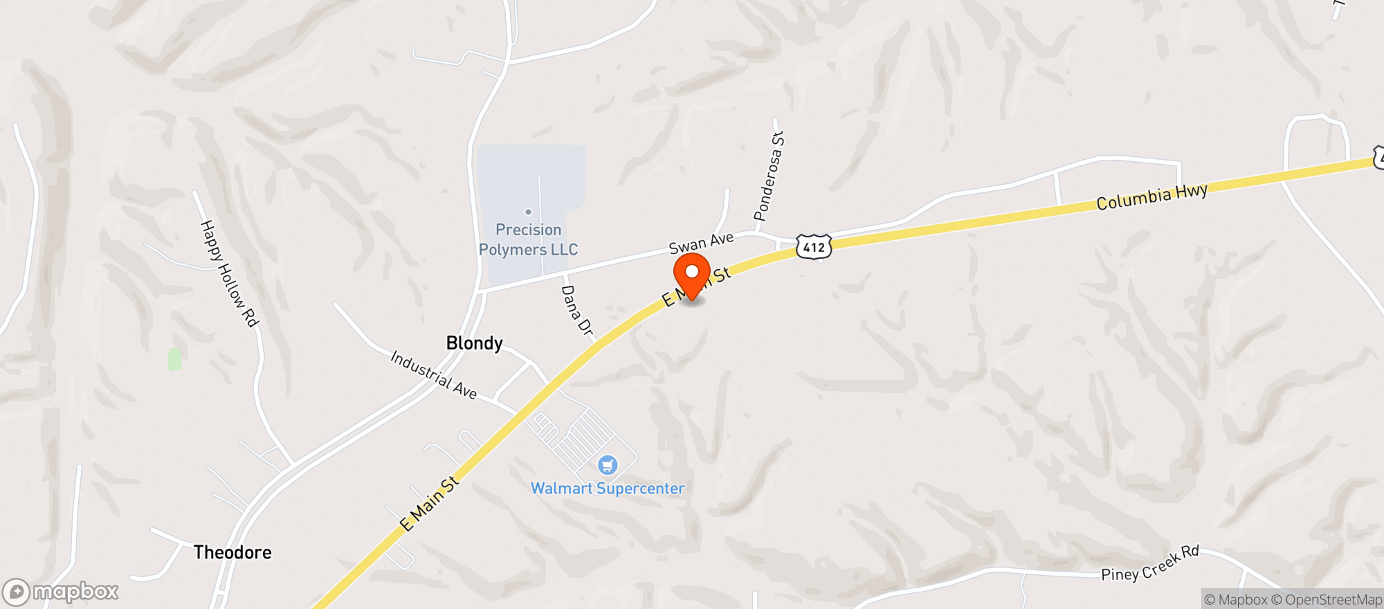 Map showing Hillbilly Liquors & Wine