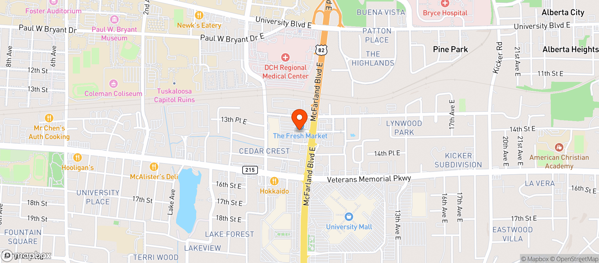 Map showing Vitamin Shoppe - Tuscaloosa