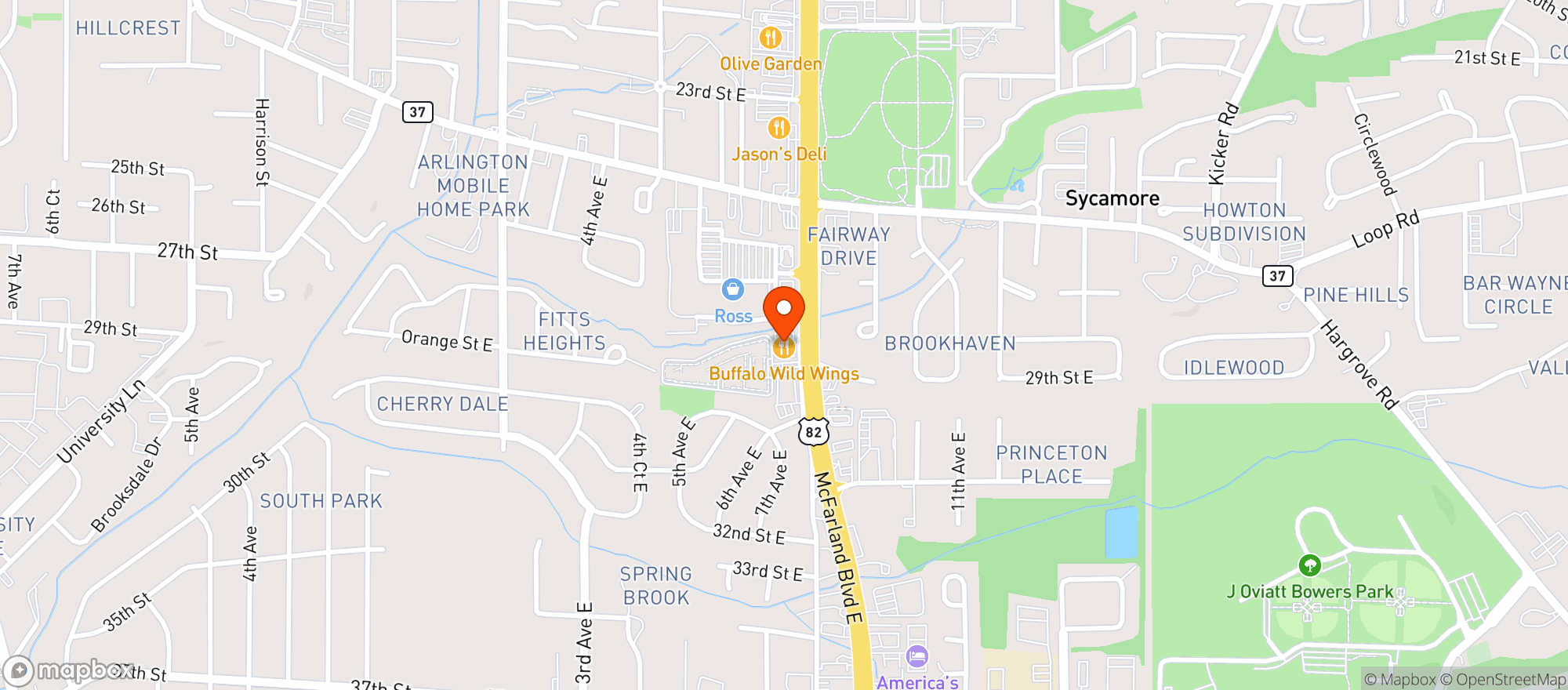 Map showing Buffalo Wild Wings Gril #3320