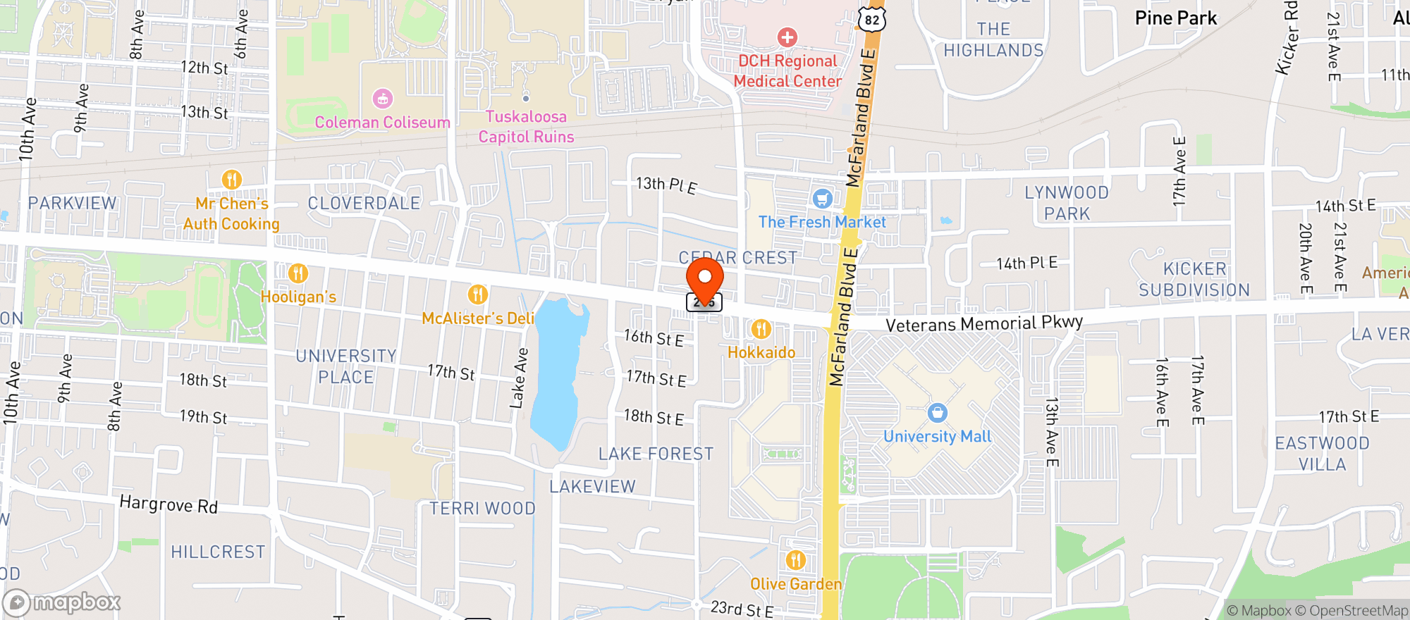 Map showing Veracruz Mexican Grill