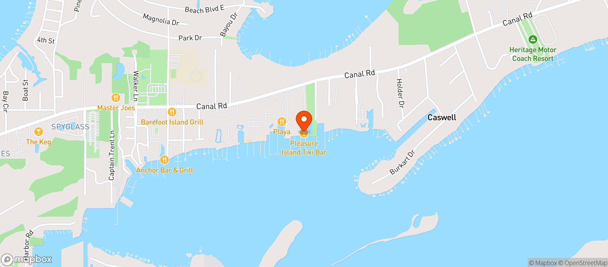 Map showing Pleasure Island Tiki