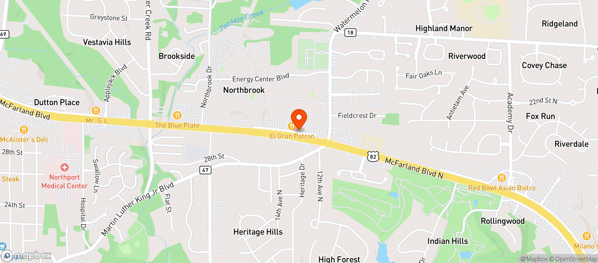 Map showing El Gran Patron Mexican Grill