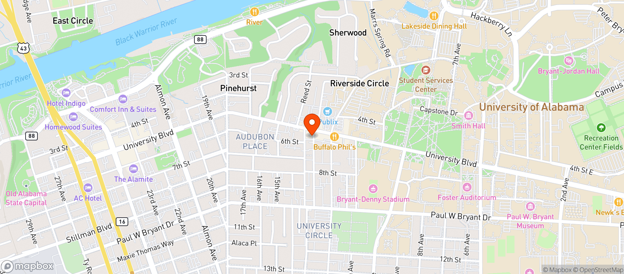 Map showing Hoppers Corner Bar
