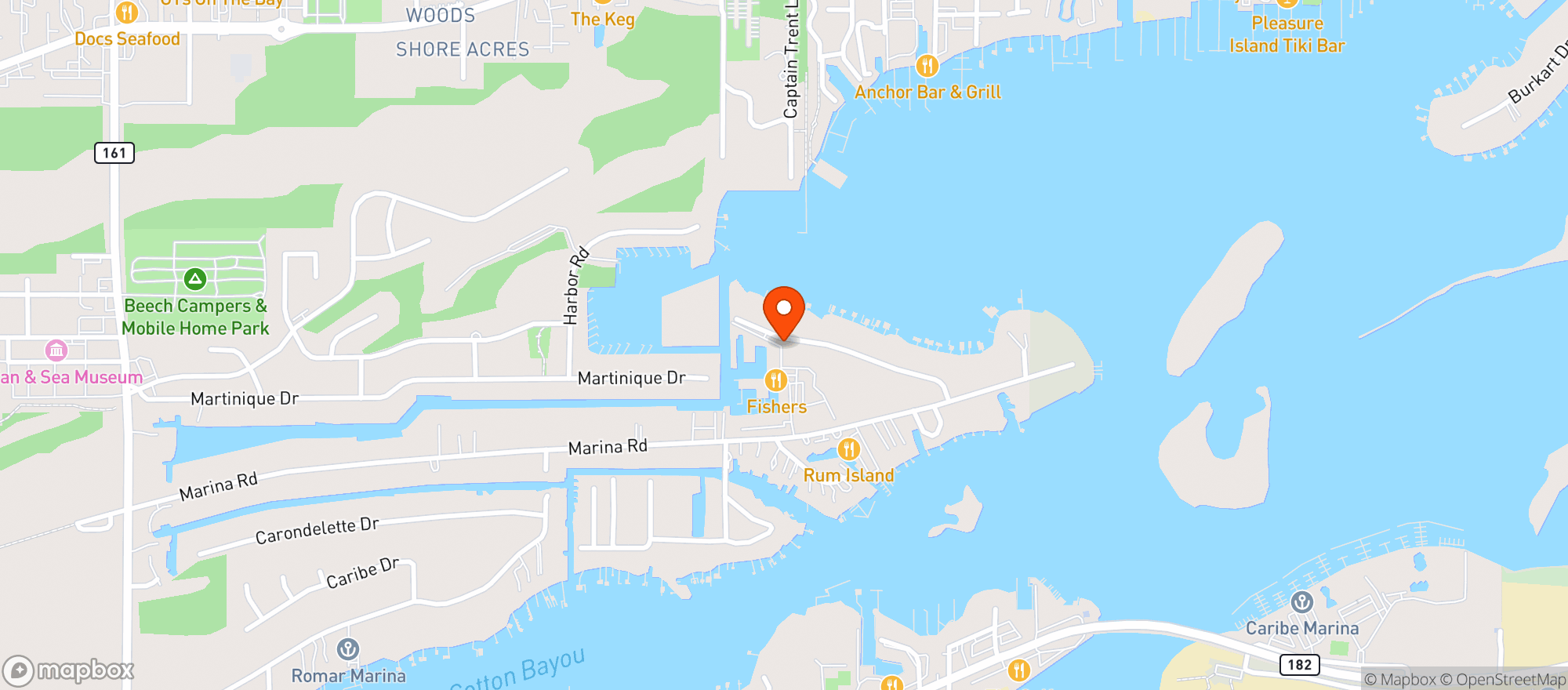 Map showing Shipps Dockside Grill