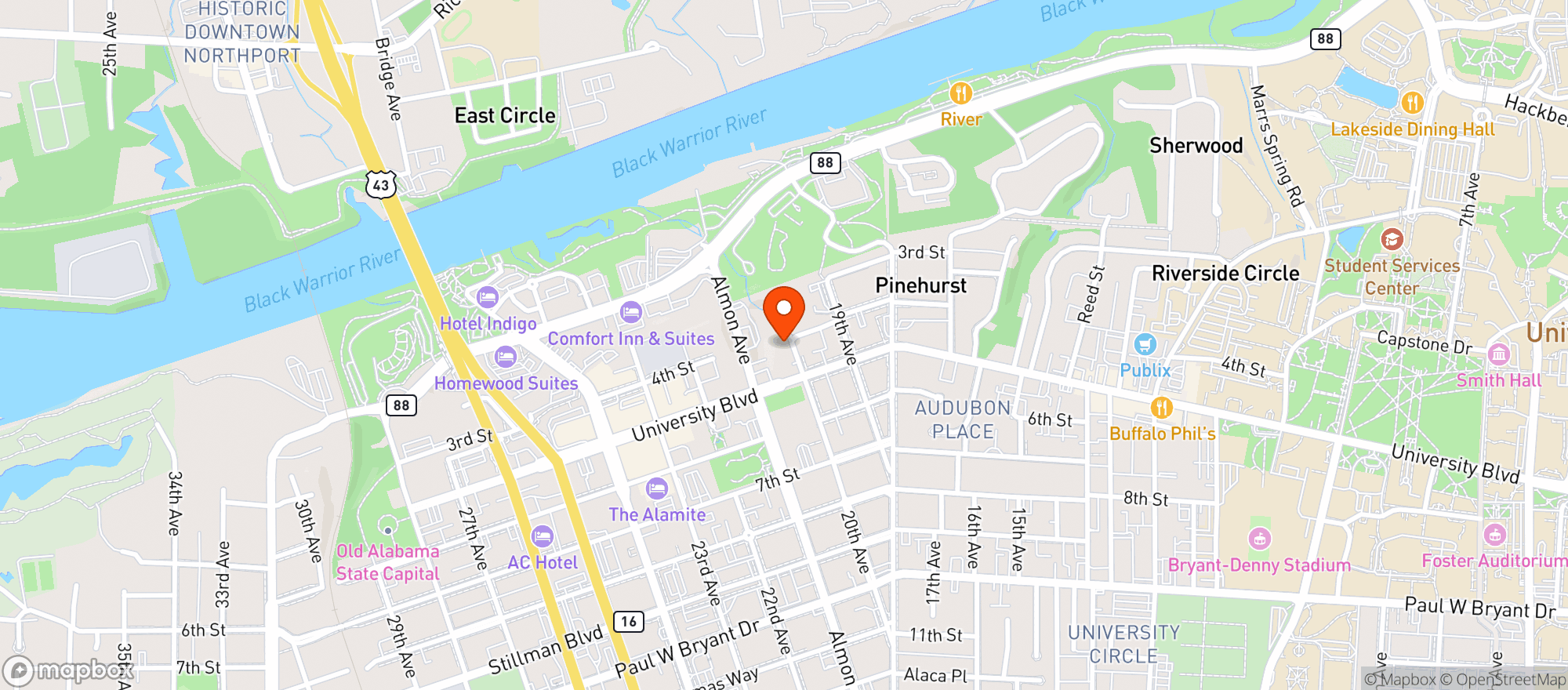 Map showing Downtown Social