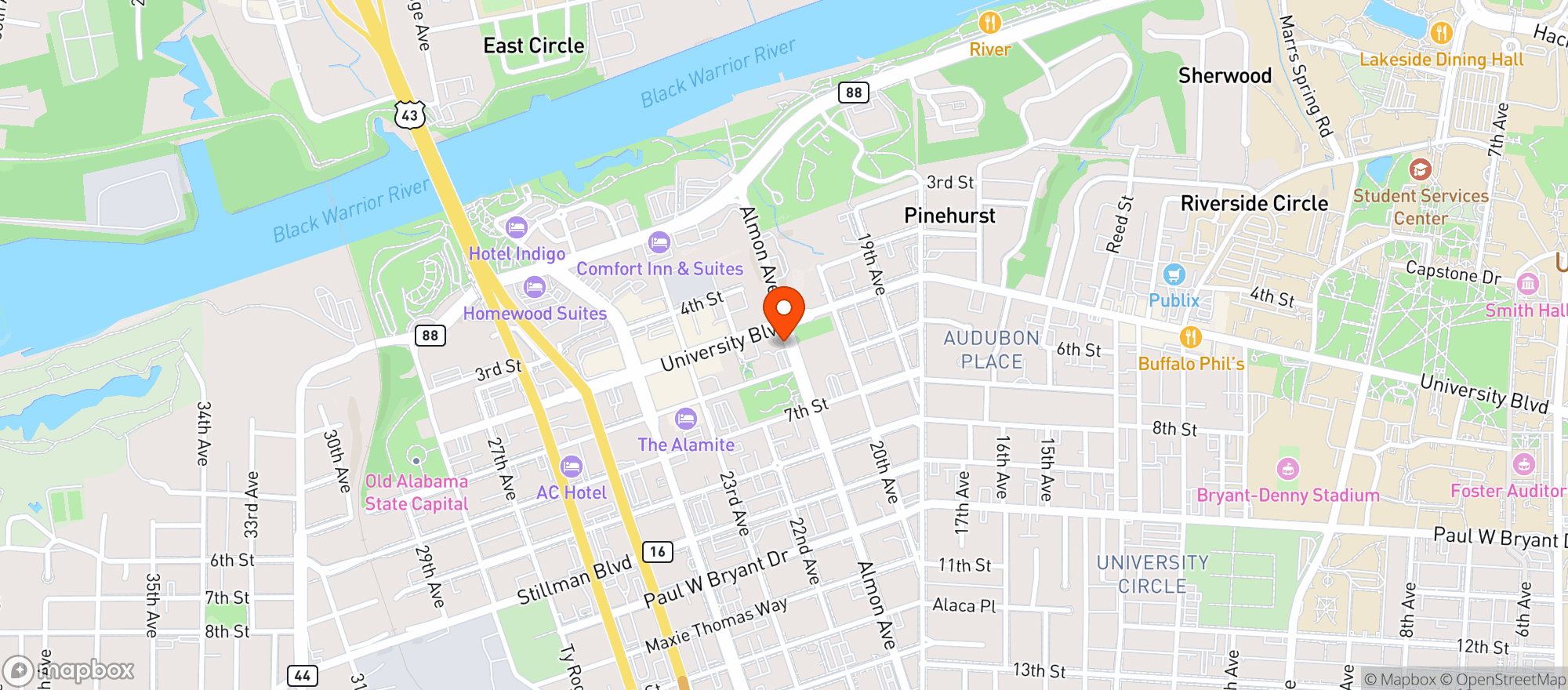 Map showing Booth Downtown