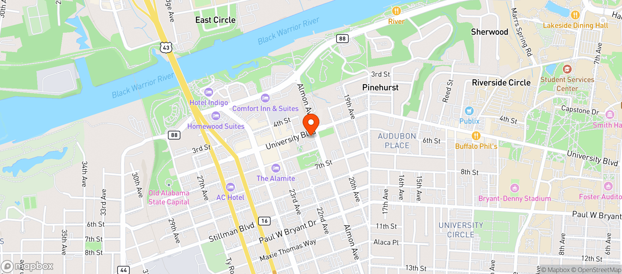 Map showing Crimson Tap House