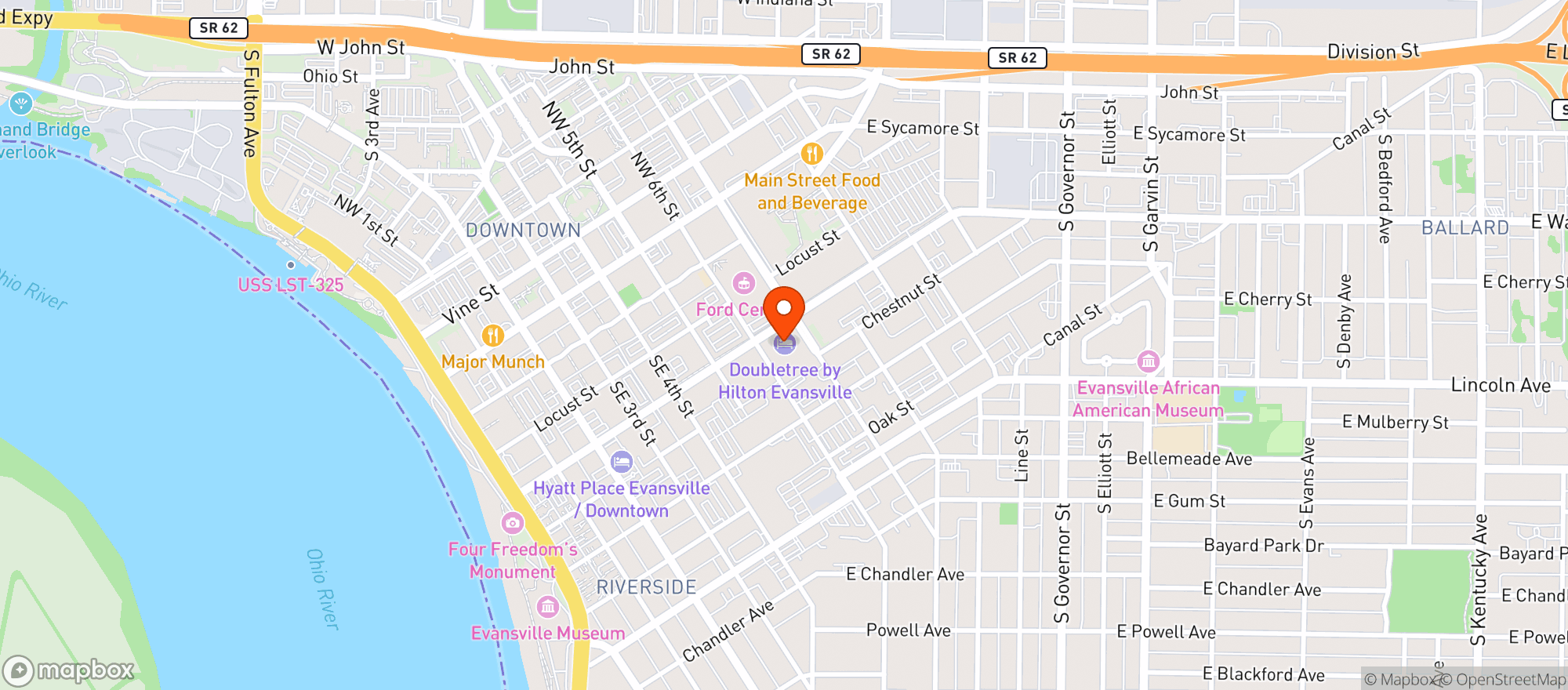 Map showing Doubletree Hotel