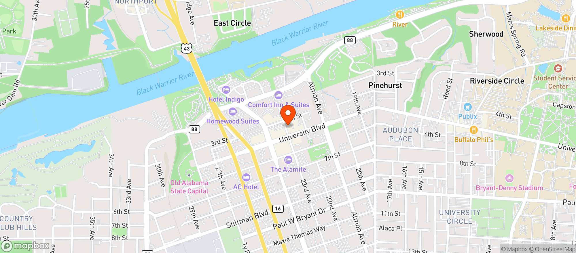 Map showing Antioch Pizza Shop