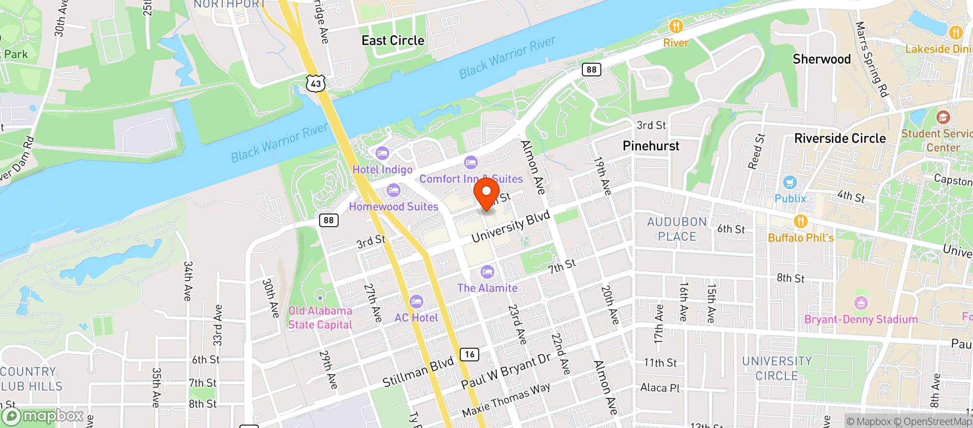 Map showing Top Shelf Tavern