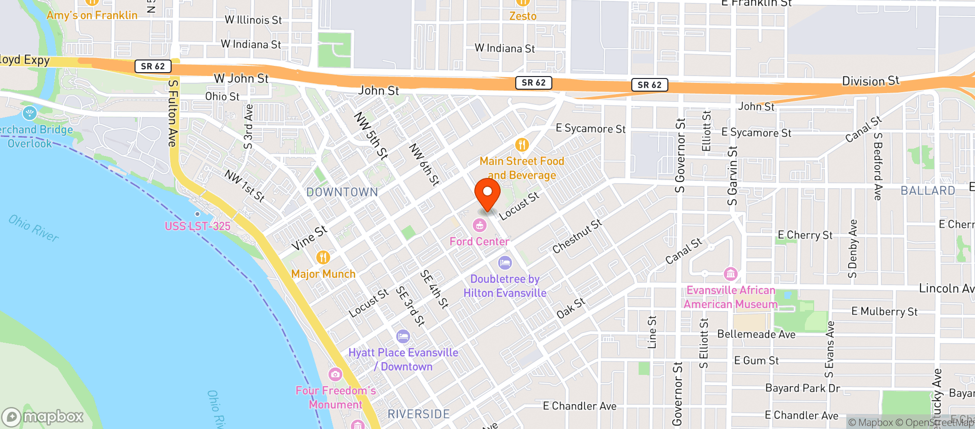 Map showing Ford Center