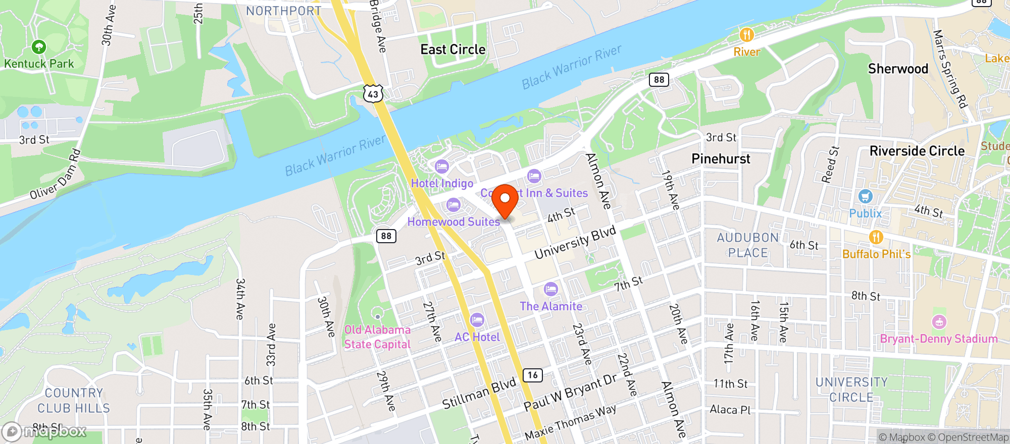 Map showing Druid City Social
