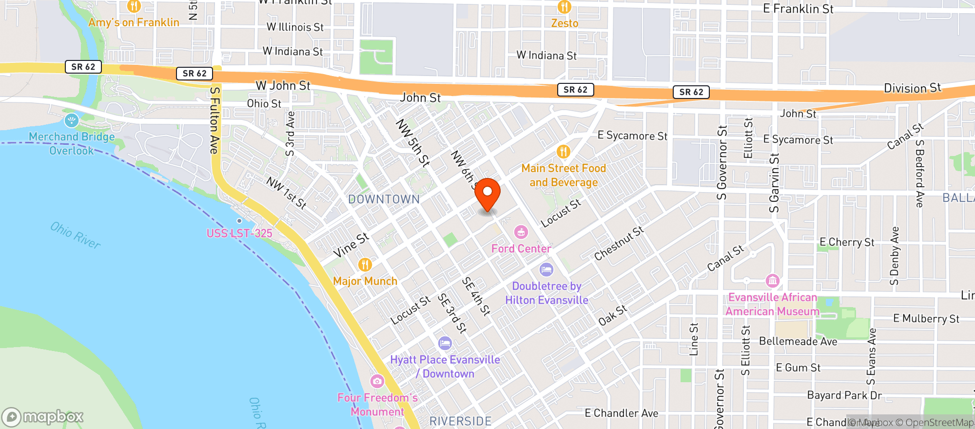 Map showing Backstage Bar & Grill