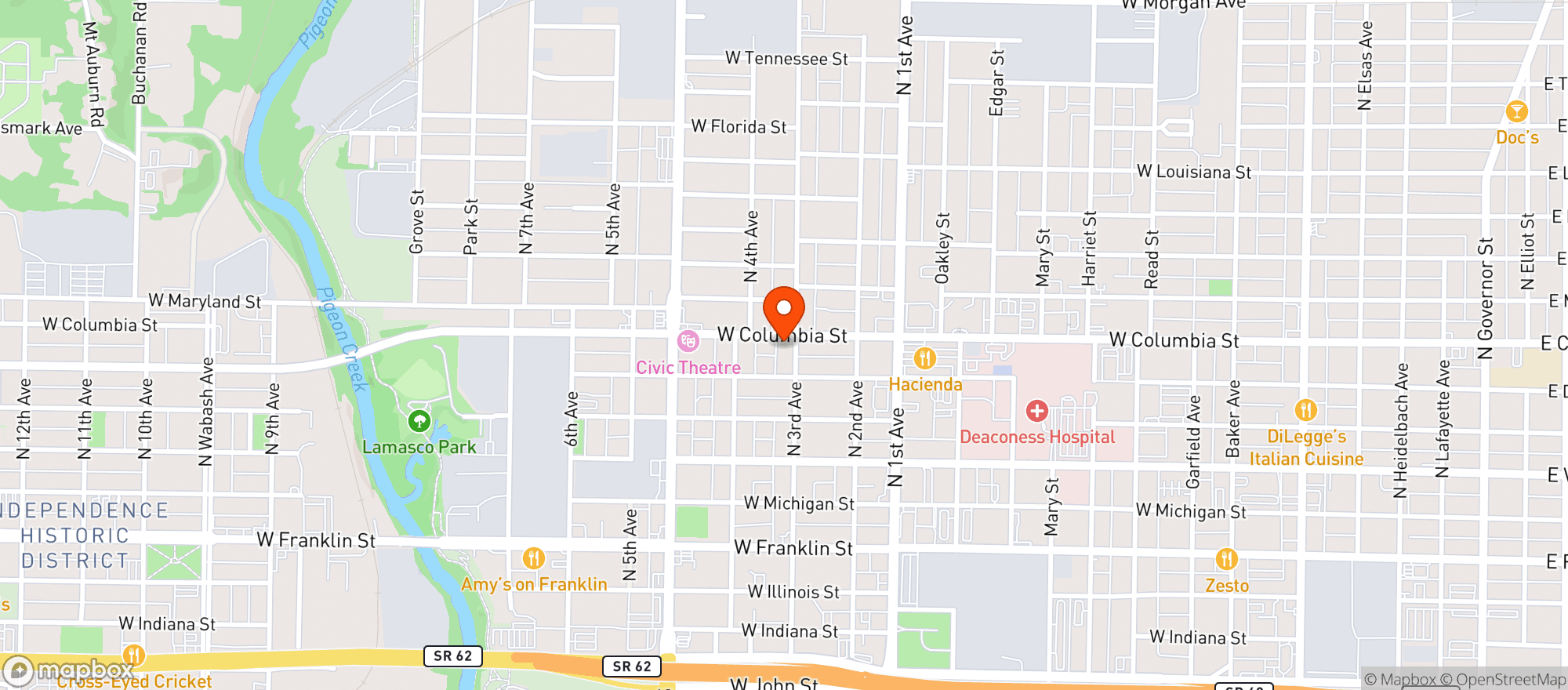 Map showing Ricks 718 Bar