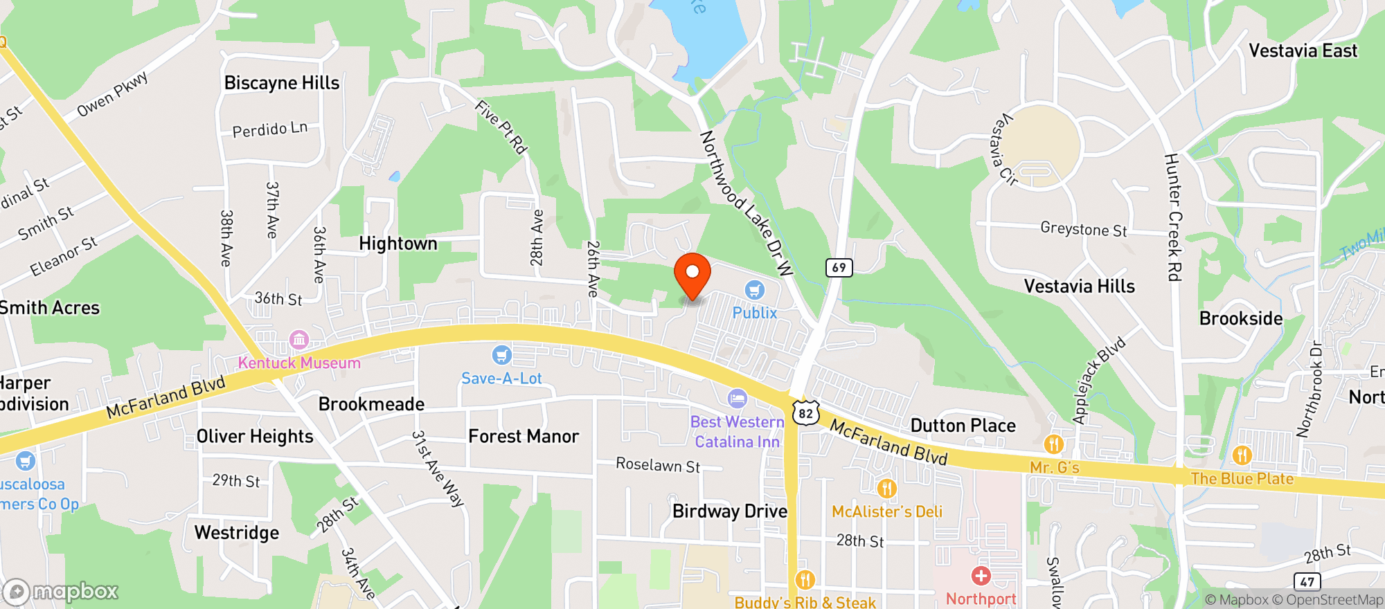 Map showing Publix Super Market #1075