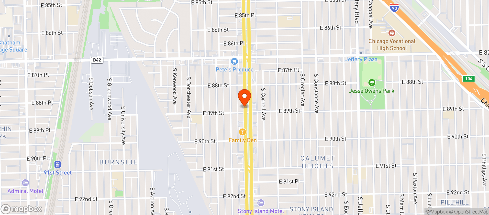 Map showing Stony Beverage Depot