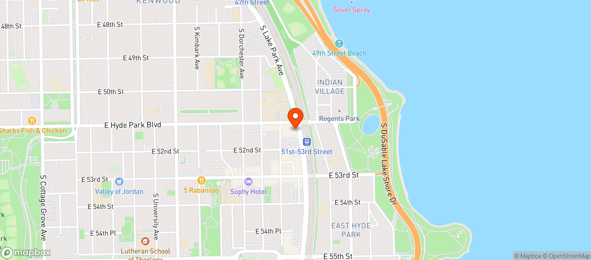 Map showing Whole Foods Market - Hyde Park