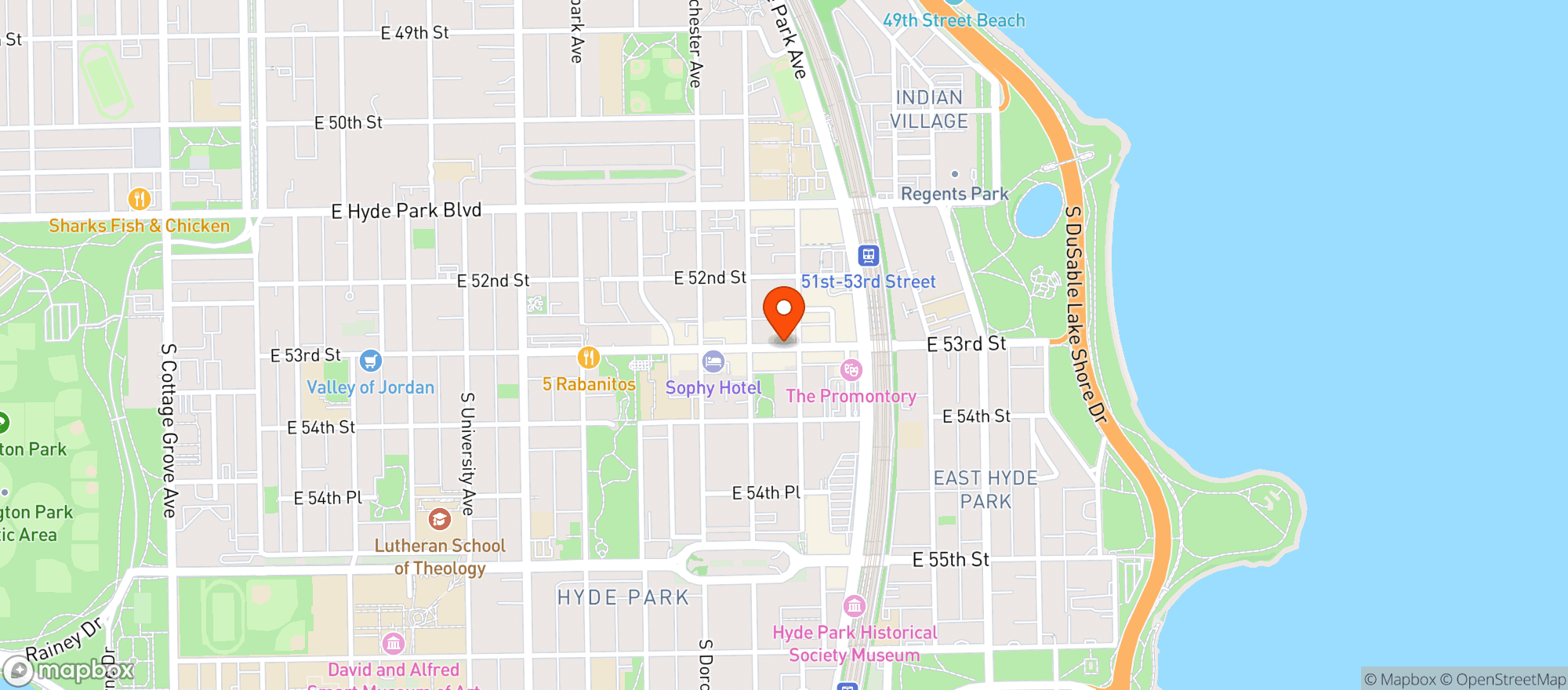Map showing Virtue Restaurant