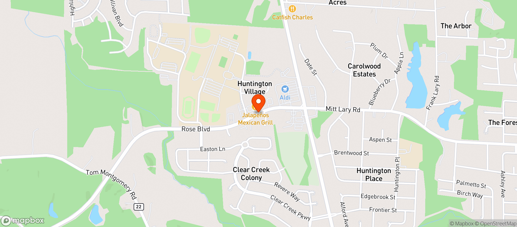 Map showing Jalapenos Bar & Grill