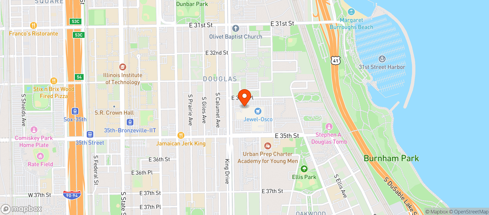 Map showing Jewel Osco #4043