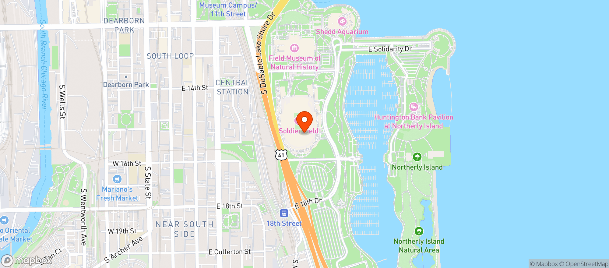 Map showing Aramark Soldier Field