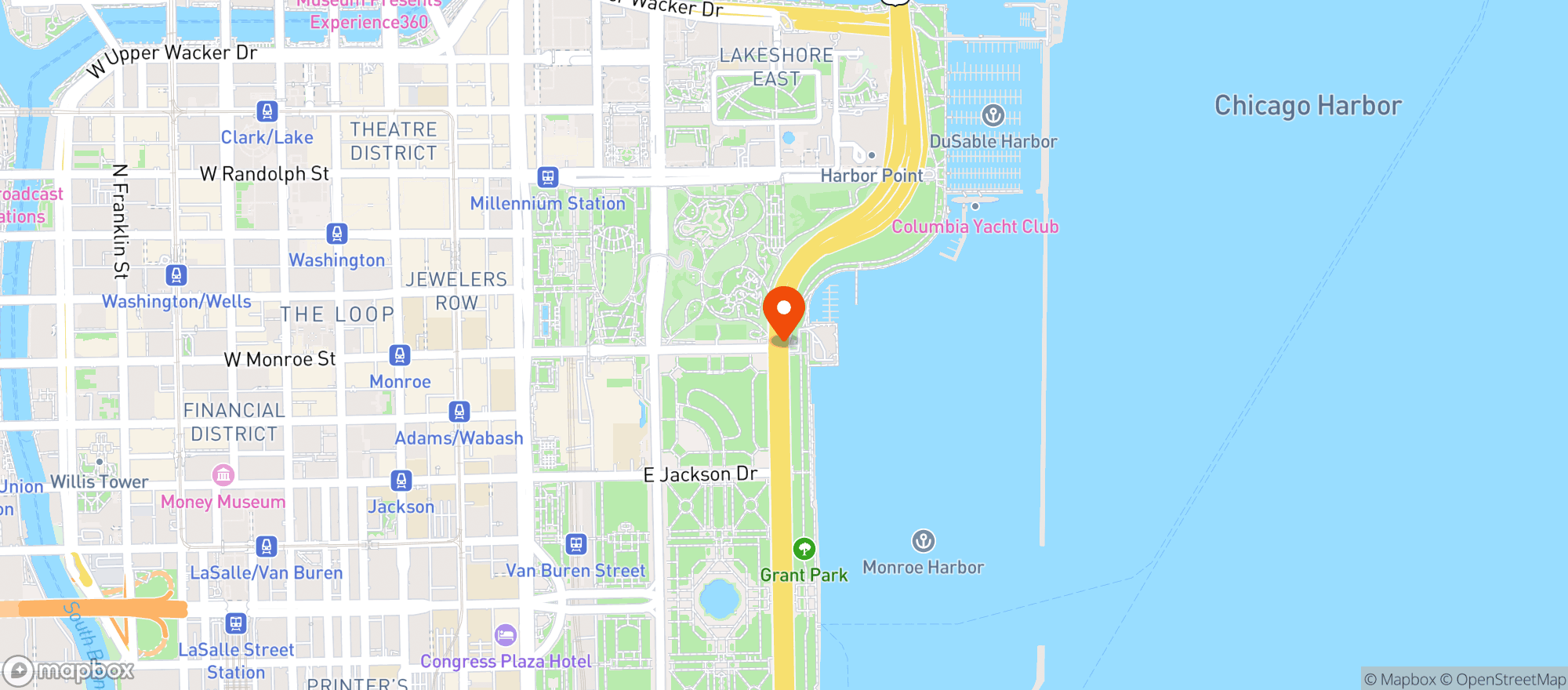 Map showing Chicago Yacht Club