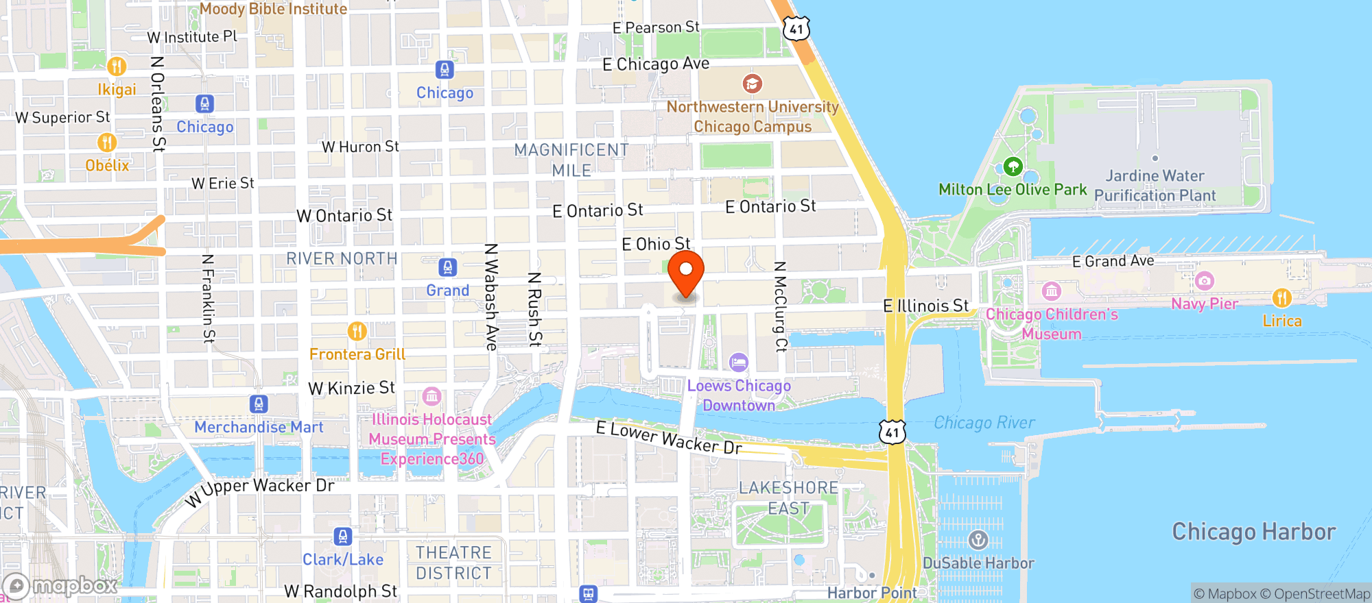 Map showing Whole Foods- Streeterville