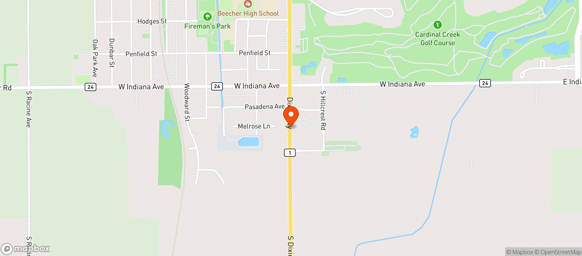 Map showing Beechers Liquor Land