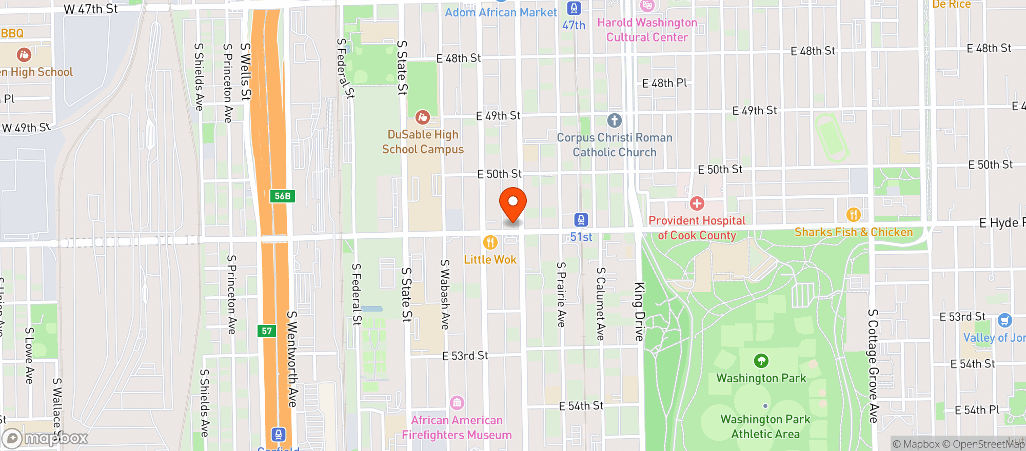 Map showing Hyde Park Food & Liquor