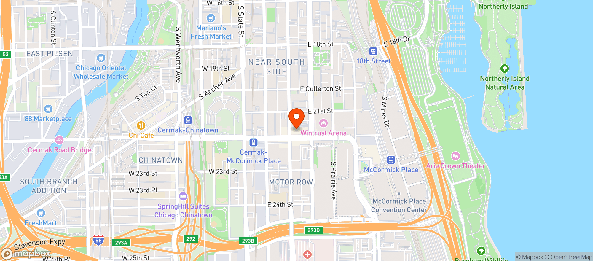 Map showing South Loop Market -2135 S Michigan